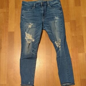 American Eagle Outfitters High Rise Jeggings Ripped 12 Short
